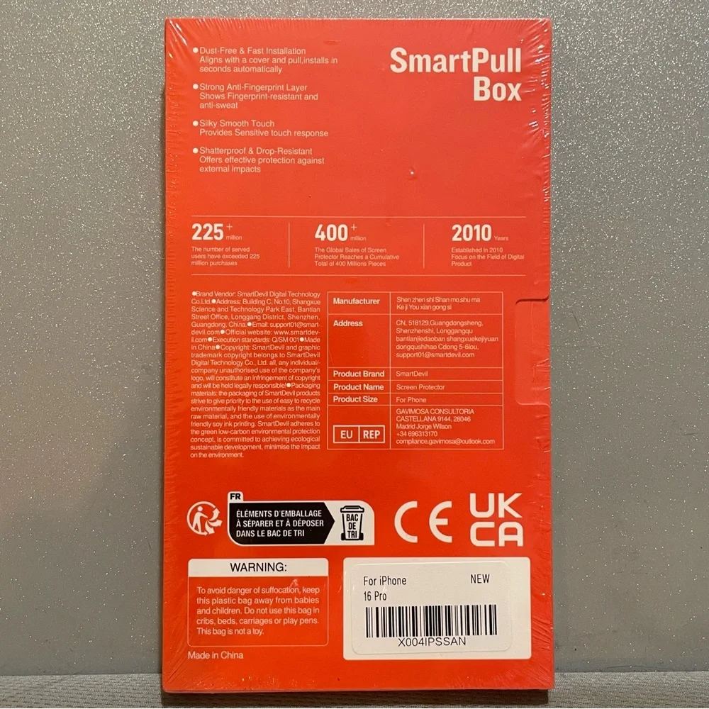 SMARTDEVIL for iPhone 16 Pro SmartPull Box Screen Protector Automatic Install